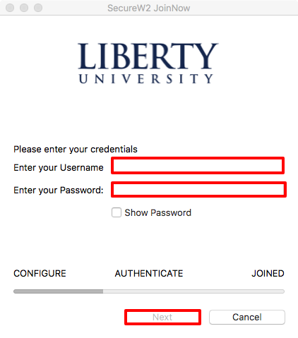 Image - enter LU username and password